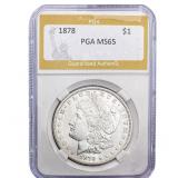 1878 Morgan Silver Dollar PGA MS65