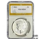 1921 Silver Peace Dollar PGA MS64