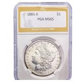 1881-S Morgan Silver Dollar PGA MS65