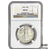 1943 Walking Liberty Half Dollar NGC MS65