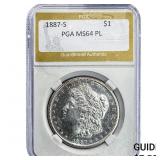 1887-S Morgan Silver Dollar PGA MS64 PL