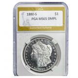 1880-S Morgan Silver Dollar PGA MS65 DMPL