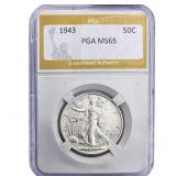 1943 Walking Liberty Half Dollar PGA MS65