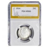 1914 Barber Quarter PGA MS66