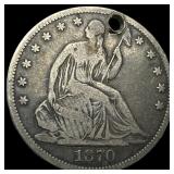1870 Seated Liberty Half Dollar (holed) HIGH GRADE
