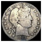 1913 Silver Half Dollar Barber NICELY CIRCULATED