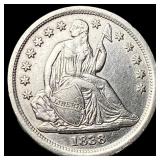 1838 Silver Seated Liberty Dime CLOSELY UNCIRCULAT