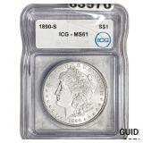 1890-S Morgan Silver Dollar ICG MS61