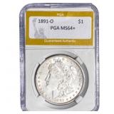 1891-O Morgan Silver Dollar PGA MS64+