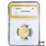 1903-S $5 Gold Half Eagle PGA MS64