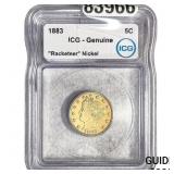 1883 Liberty Victory Nickel ICG Genuine Racketeer