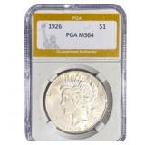 1926 Silver Peace Dollar PGA MS64