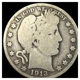 1913 Silver Half Dollar (Barber) NICELY CIRCULATED