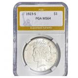 1923-S Silver Peace Dollar PGA MS64