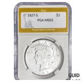 1927-S Silver Peace Dollar PGA MS65