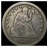 1847 Silver Seated Liberty Quarter LIGHTLY CIRCULA