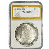 1878 8TF Morgan Silver Dollar PGA MS66 PL