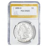 1890-O Morgan Silver Dollar PGA MS65