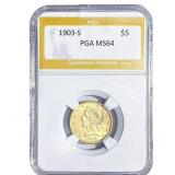 1903-S $5 Gold Half Eagle PGA MS64