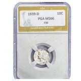 1939-D Mercury Silver Dime PGA MS66