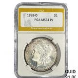 1898-O Morgan Silver Dollar PGA MS64 PL