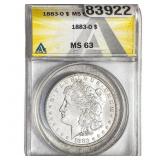 1883-O Morgan Silver Dollar ANACS MS63
