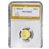 1925-D $2.50 Gold Quarter Eagle PGA MS64