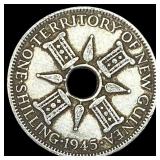 1945 New Guinea Silver 1 Shilling UNCIRCULATED