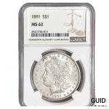 1891 Morgan Silver Dollar NGC MS63