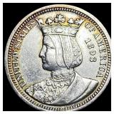 1893 Silver Isabella Quarter CLOSELY UNCIRCULATED