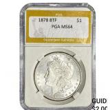 1878 8TF Morgan Silver Dollar PGA MS64