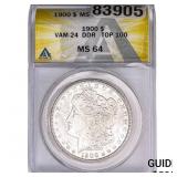 1900 Morgan Silver Dollar ANACS MS64 VAM-24 DDR