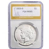 1923-D Silver Peace Dollar PGA MS65