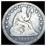 1859-O Silver Seated Liberty Quarter NICELY CIRCUL