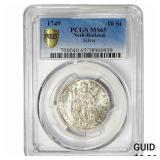 1749 Netherlands Silver 10 Stuivers PCGS MS65 FALS