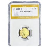 1925-D $2.50 Gold Quarter Eagle PGA MS65+ PL