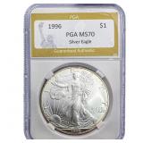 1996  PGA MS70 1oz Siver $1 SE