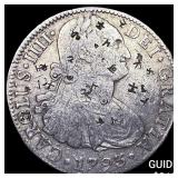 1793 Mexico Silver 8 Reales Chopmarked NEARLY UNCI