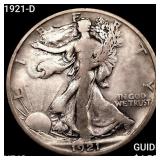 1921-D Walking Liberty Half Dollar NEARLY UNCIRCUL