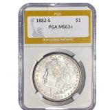 1882-S Morgan Silver Dollar PGA MS63+