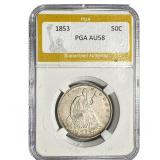 1853 Seated Liberty Half Dollar PGA AU58