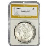 1883-CC Morgan Silver Dollar PGA MS65