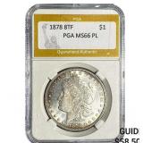1878 8TF Morgan Silver Dollar PGA MS66 PL