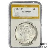 1934-D Silver Peace Dollar PGA MS64