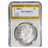 1880-S Morgan Silver Dollar PGA MS66 PL