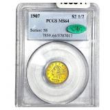 1907 CAC $2.50 Gold Quarter Eagle PCGS MS64