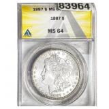 1887 Morgan Silver Dollar ANACS MS64