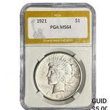 1921 Silver Peace Dollar PGA MS64