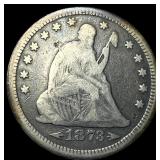 1873 Silver Seated Liberty Quarter LIGHTLY CIRCULA