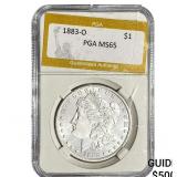 1883-O Morgan Silver Dollar PGA MS65